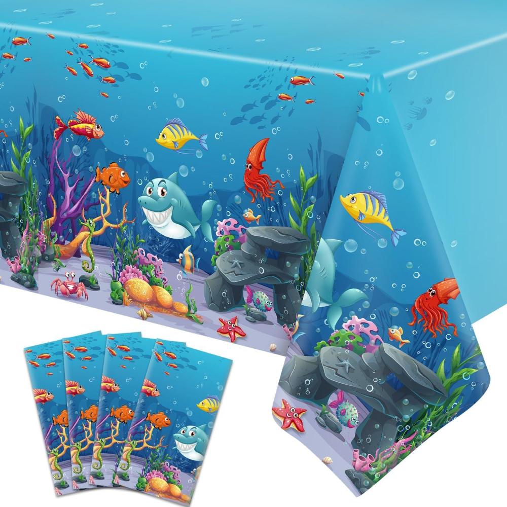 imageLot de 4 Housses de Table pour Plantes Nappes Hawaennes Luau Feuilles de Palmiers 86 x 51 inOcean
