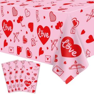 Lot de 4 Housses de Table pour Plantes – Nappes Hawaïennes Luau Feuilles de Palmiers – 86 x 51 in(Cœur Amour)
