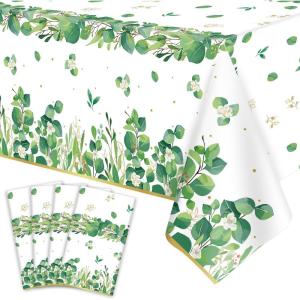 Lot de 4 Housses de Table pour Plantes – Nappes Hawaïennes Luau Feuilles de Palmiers – 86 x 51 in(Feuille D&rsquo;eucalyptus)