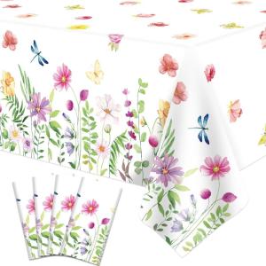 Lot de 4 Housses de Table pour Plantes – Nappes Hawaïennes Luau Feuilles de Palmiers – 86 x 51 in(Flower)