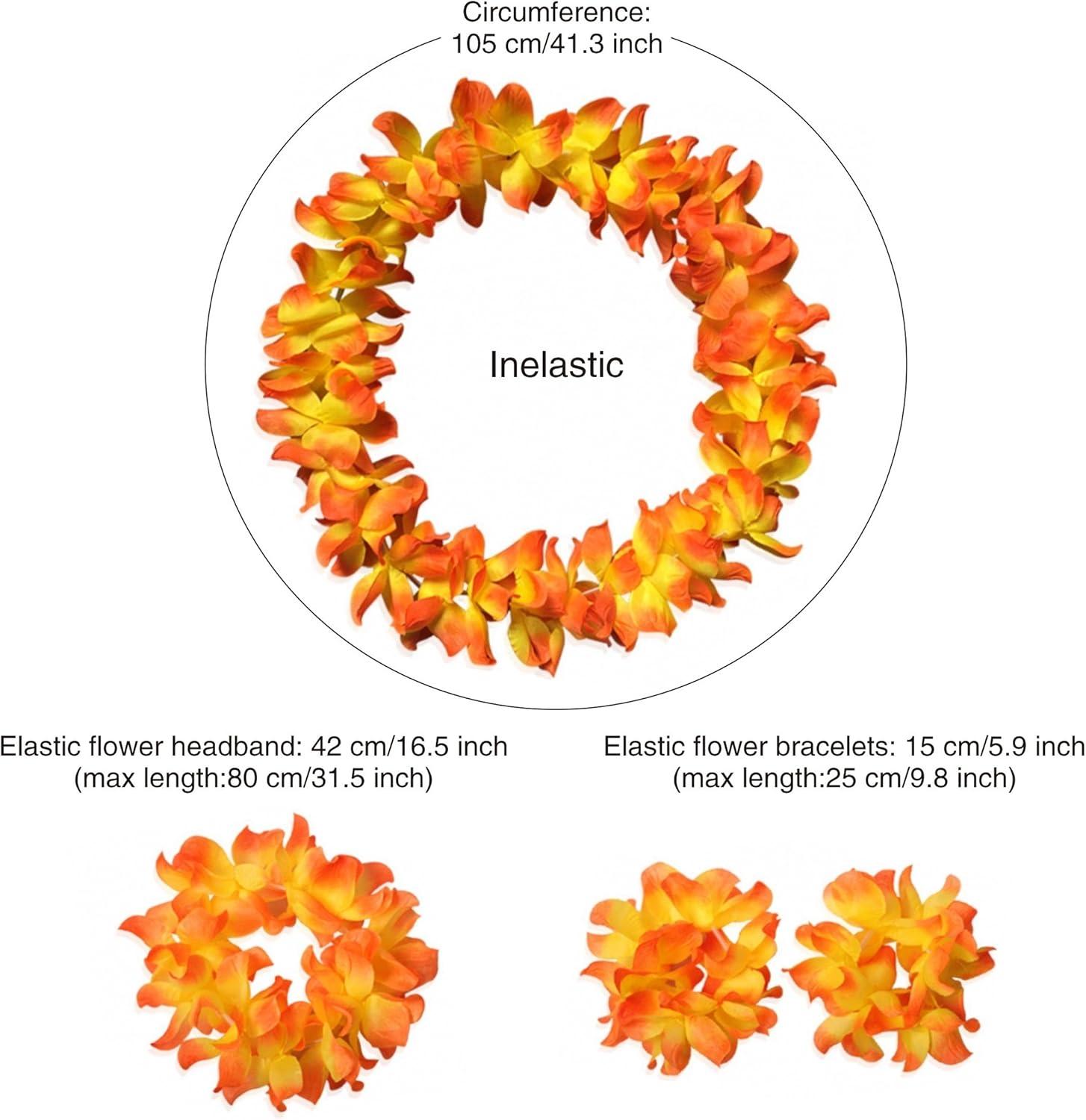 imageCISMARK Ensemble de colliers et bracelets hawaens avec fleurs LuauJaune et Rouge