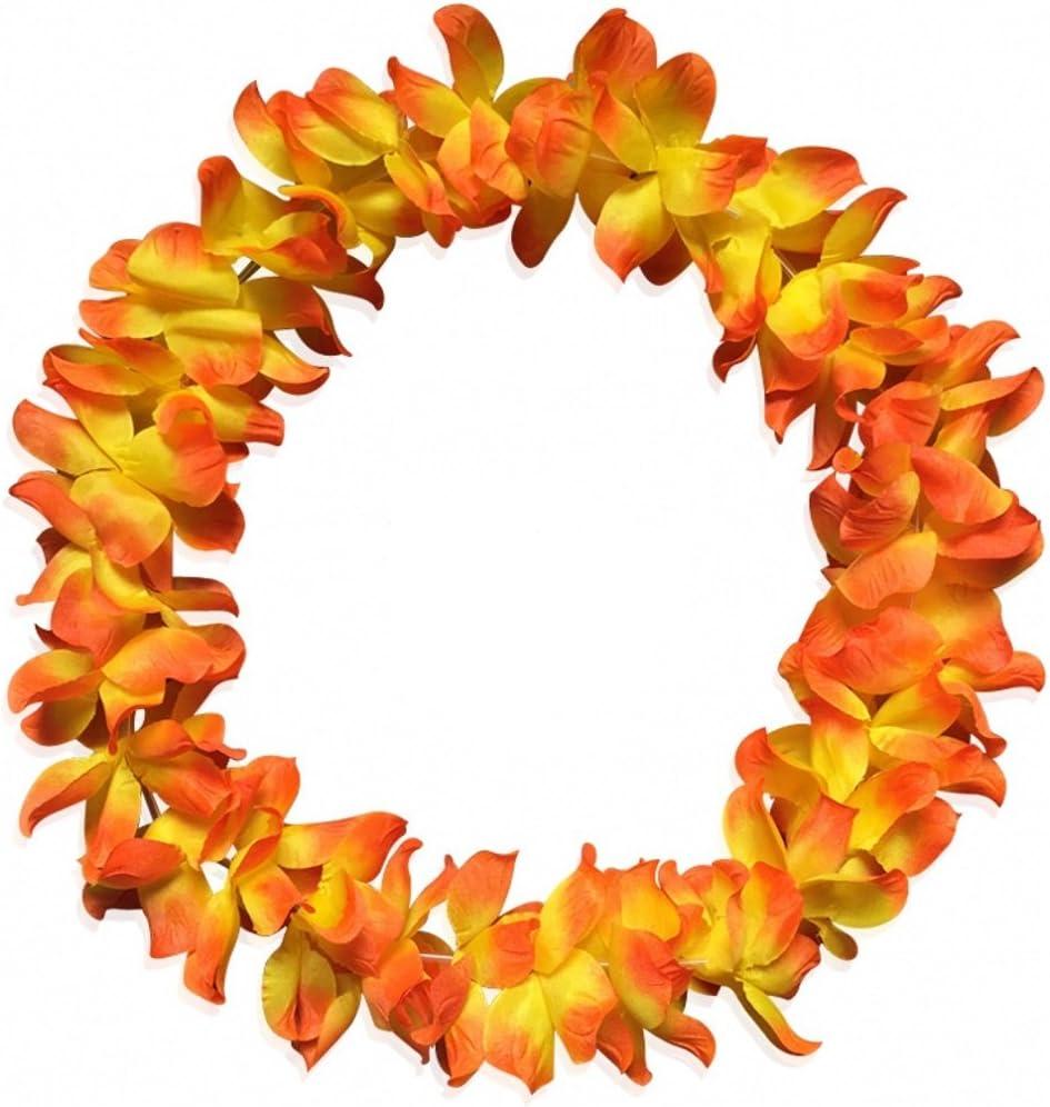 imageCISMARK Ensemble de colliers et bracelets hawaens avec fleurs LuauJaune et Rouge