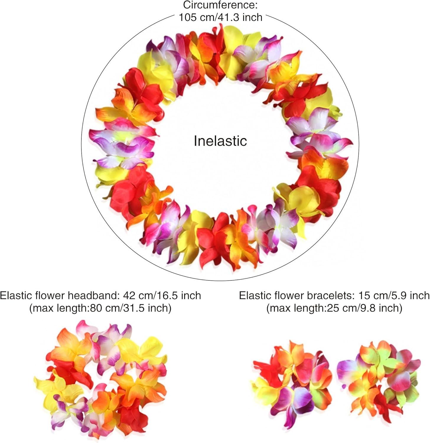 imageCISMARK Ensemble de colliers et bracelets hawaens avec fleurs LuauMulticolore