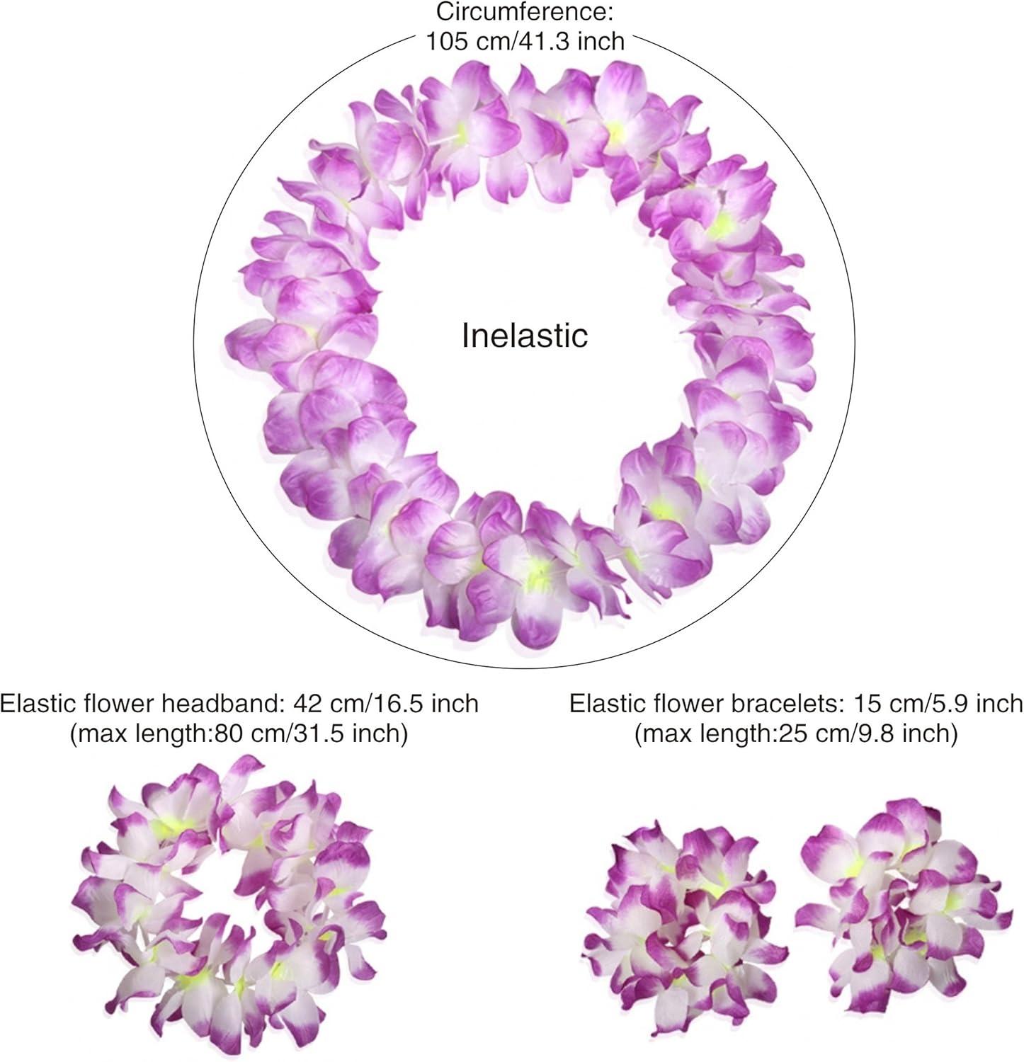 imageCISMARK Ensemble de colliers et bracelets hawaens avec fleurs LuauViolet