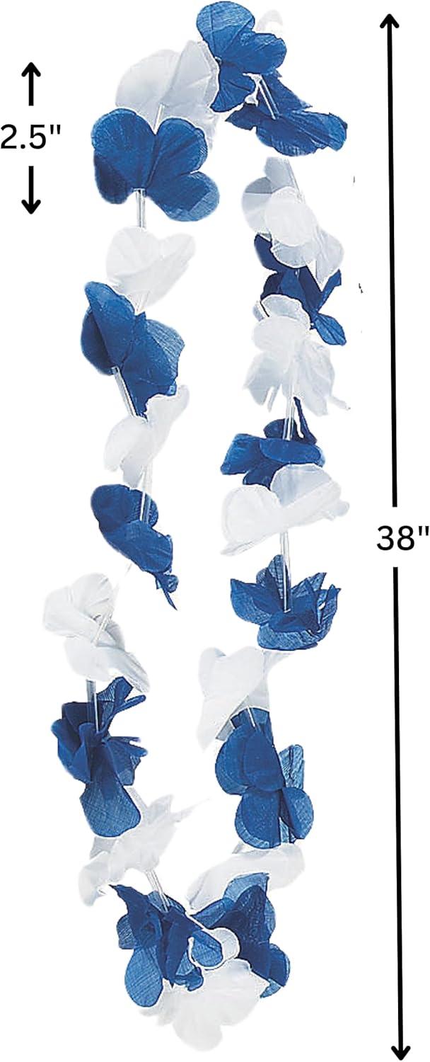 imageLuau Lot de 12 fleurs hawaennes bleues et blanches pour fte et cole