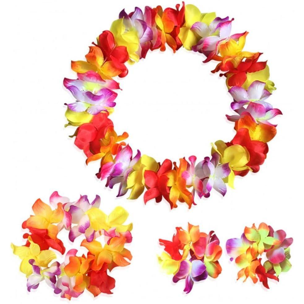 imageCISMARK Ensemble de colliers et bracelets hawaens avec fleurs LuauMulticolore