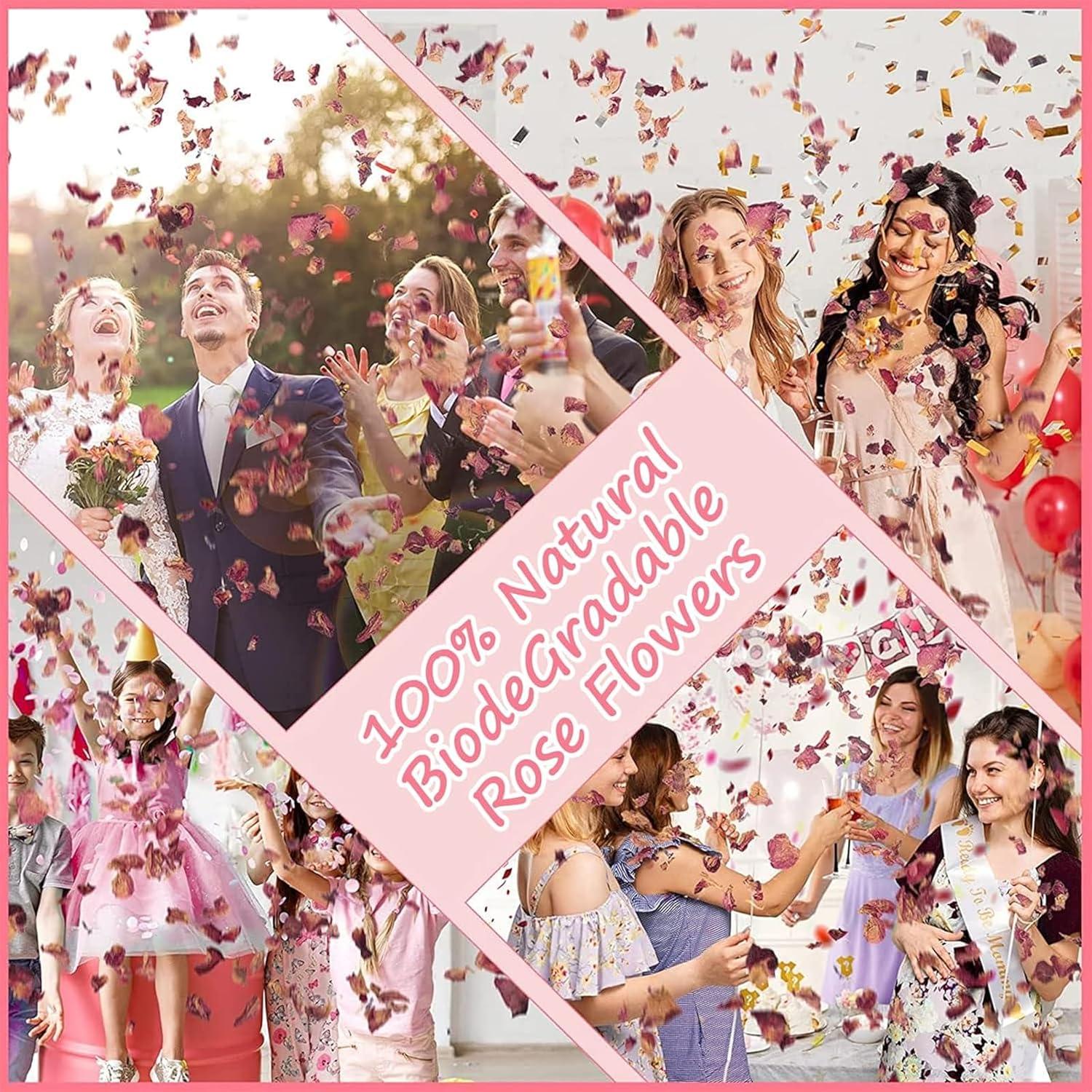 image1 Litre Confettis de Ptales de Mariage Naturels Jetant de Fleurs Sches de Rose Dcoration de MariageClassique