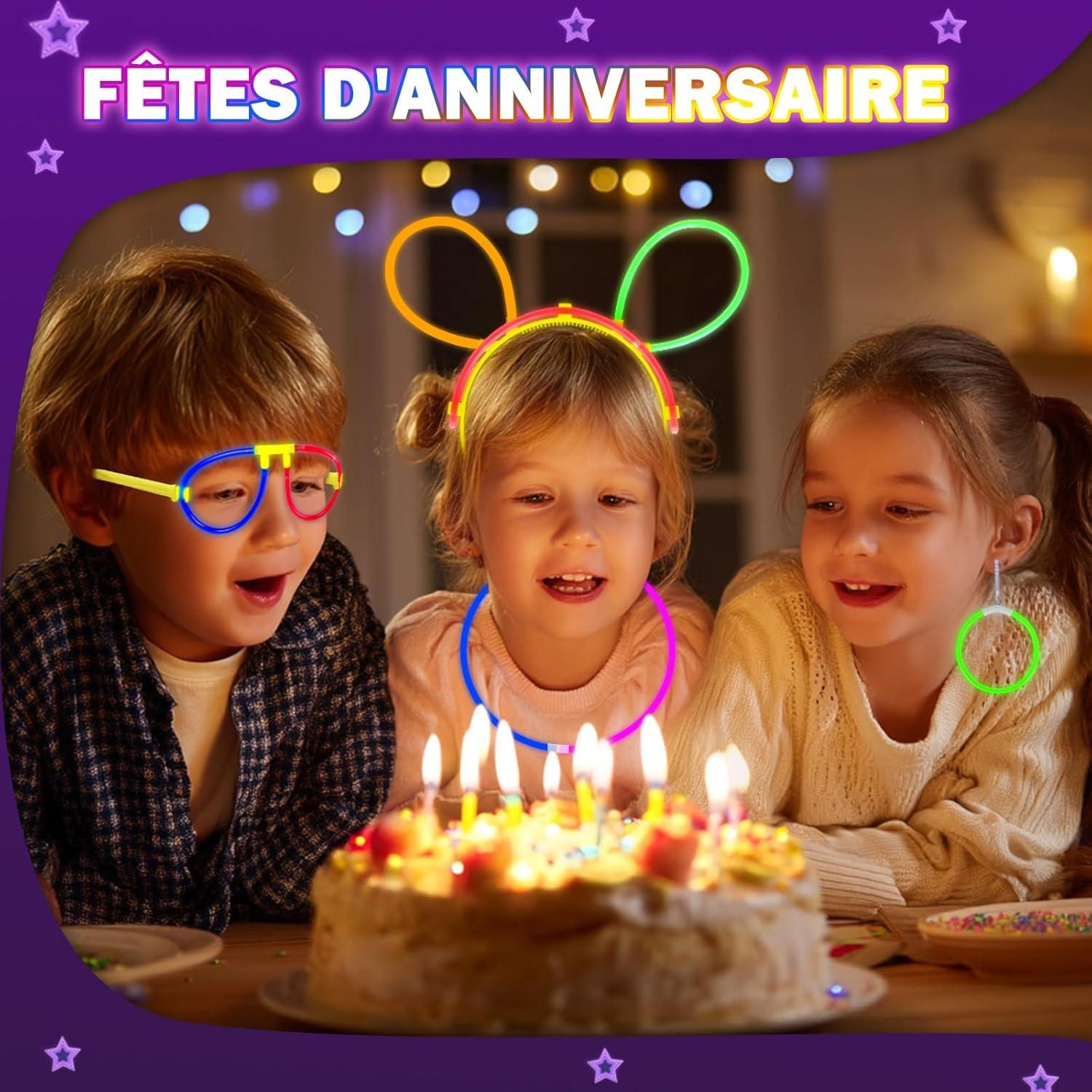 imageBracelets Fluorescents Lumineux 230 Party Pack 100 Btons Fluo ampamp 130 Connecteurs Faire des Lunettes Colliers Balles Boules pour Enfants Adultes Dcorations de Nol Cotillons Nouvel an 2026230