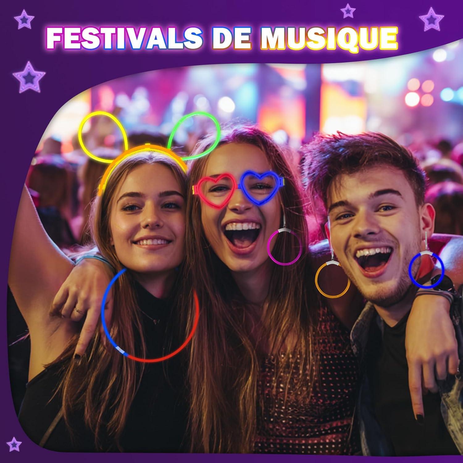 imageBracelets Fluorescents Lumineux 230 Party Pack 100 Btons Fluo ampamp 130 Connecteurs Faire des Lunettes Colliers Balles Boules pour Enfants Adultes Dcorations de Nol Cotillons Nouvel an 2026452