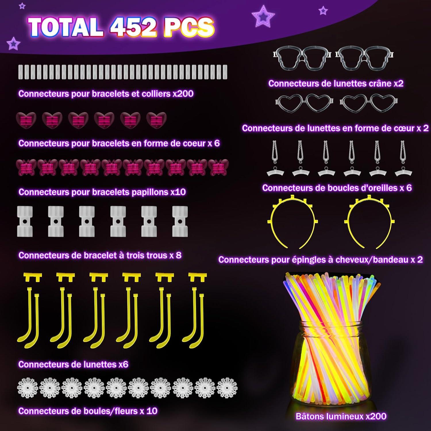 imageBracelets Fluorescents Lumineux 230 Party Pack 100 Btons Fluo ampamp 130 Connecteurs Faire des Lunettes Colliers Balles Boules pour Enfants Adultes Dcorations de Nol Cotillons Nouvel an 2026452