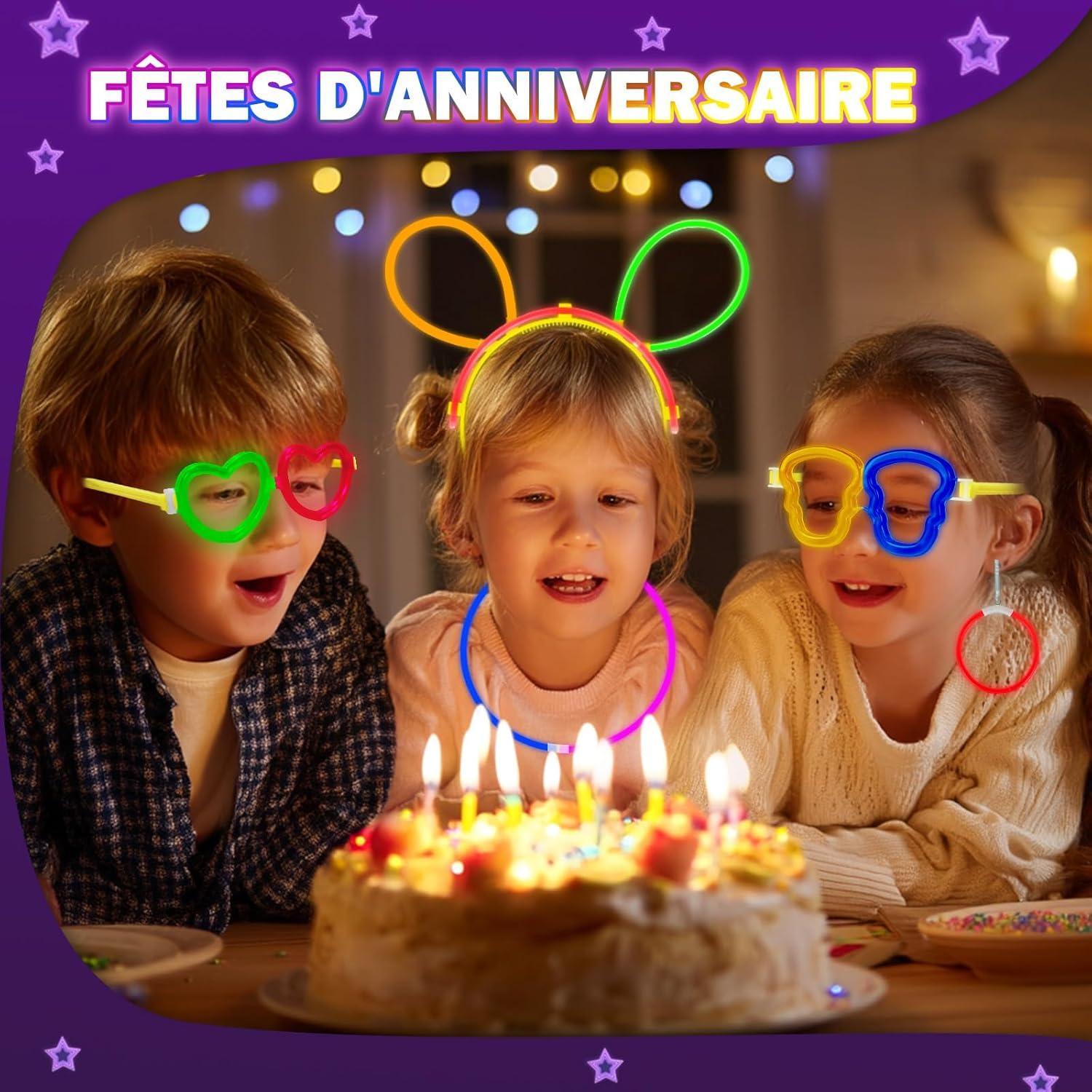 imageBracelets Fluorescents Lumineux 230 Party Pack 100 Btons Fluo ampamp 130 Connecteurs Faire des Lunettes Colliers Balles Boules pour Enfants Adultes Dcorations de Nol Cotillons Nouvel an 2026452