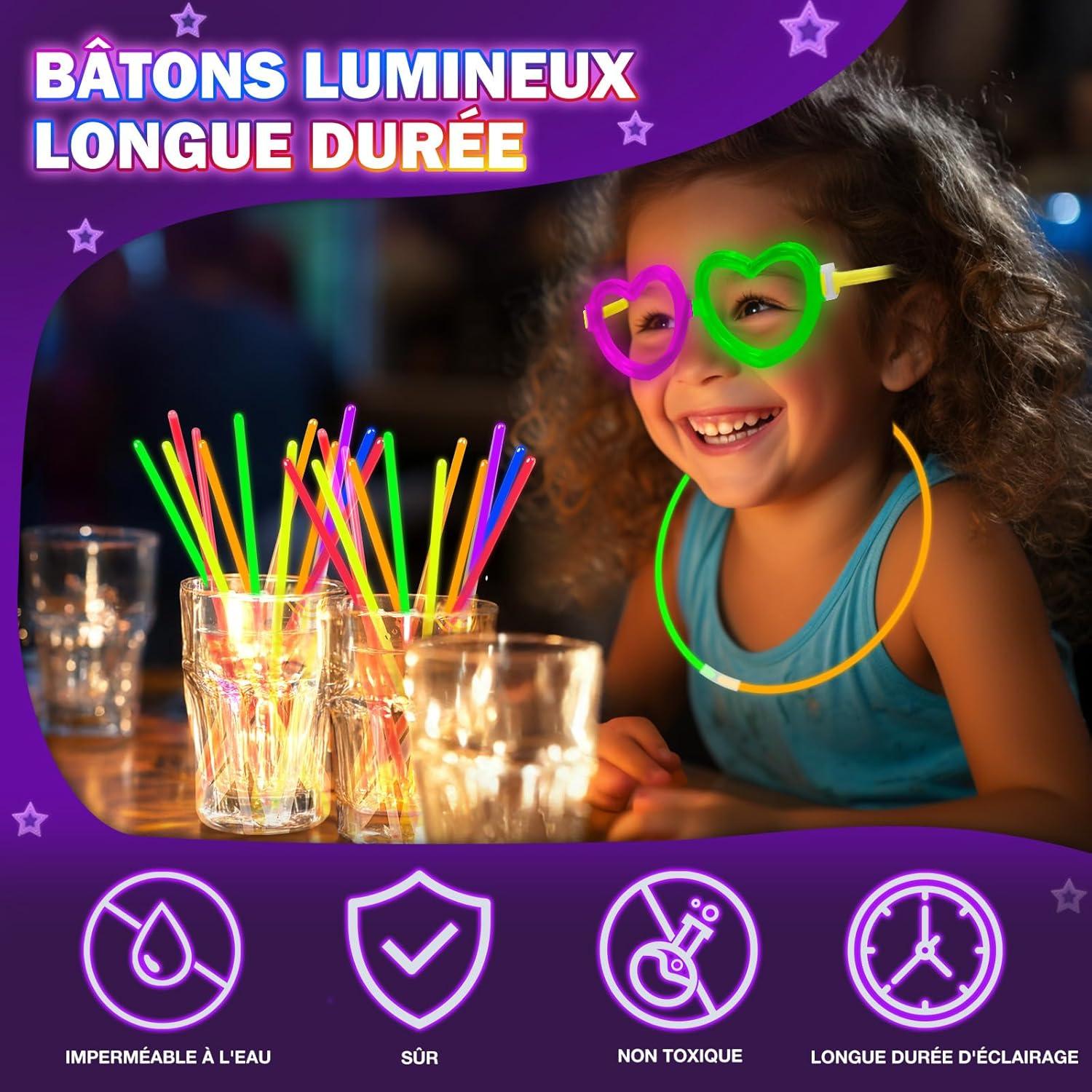 imageBracelets Fluorescents Lumineux 230 Party Pack 100 Btons Fluo ampamp 130 Connecteurs Faire des Lunettes Colliers Balles Boules pour Enfants Adultes Dcorations de Nol Cotillons Nouvel an 2026452