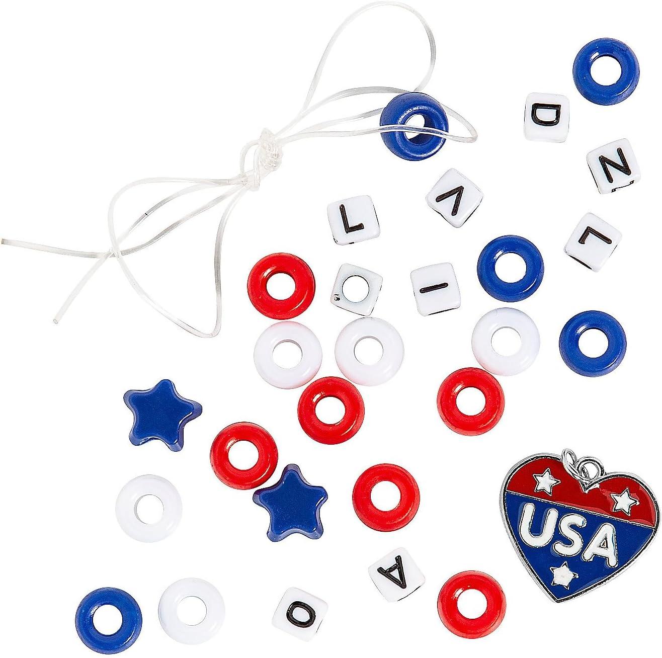 imageFun Express Patriotic Land I Love Pony Bead Bracelet Craft Kit Makes 12