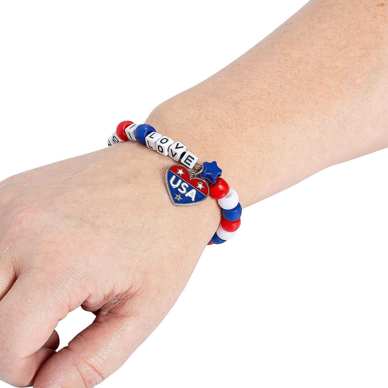 imageFun Express Patriotic Land I Love Pony Bead Bracelet Craft Kit Makes 12