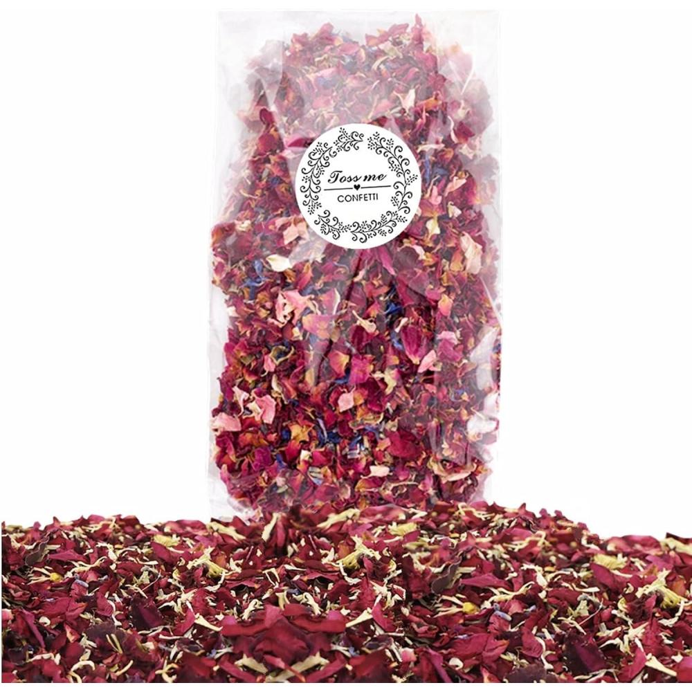image1 Litre Confettis de Ptales de Mariage Naturels Jetant de Fleurs Sches de Rose Dcoration de Mariage1 Litre Confettis