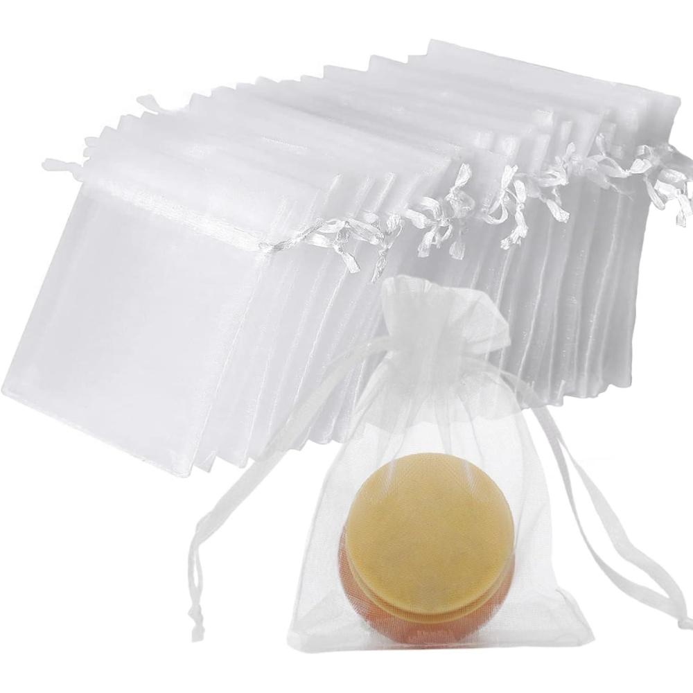 imagevaolmlop Lot De 100 Blanc Sachets En Organza7 X 9 CmPetits Sacs Cadeaux Avec Cordon De SerragePour BonbonsSachets De MariageBijoux