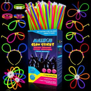 Bracelets Fluorescents Lumineux, 230 Party Pack 100 Bâtons Fluo & 130 Connecteurs Faire des Lunettes Colliers Balles Boules pour Enfants Adultes, Décorations de Noël Cotillons Nouvel an 2026(230)