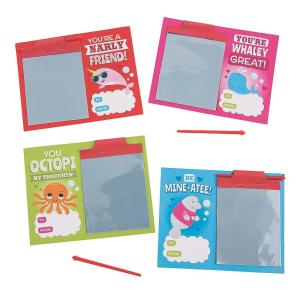 Fun Express – Valentine Mini Magic Pads With Sealife C pour la Saint Valentin – Papeterie – Bloc-notes – Écrans magiques – Saint Valentin – 12 pièces