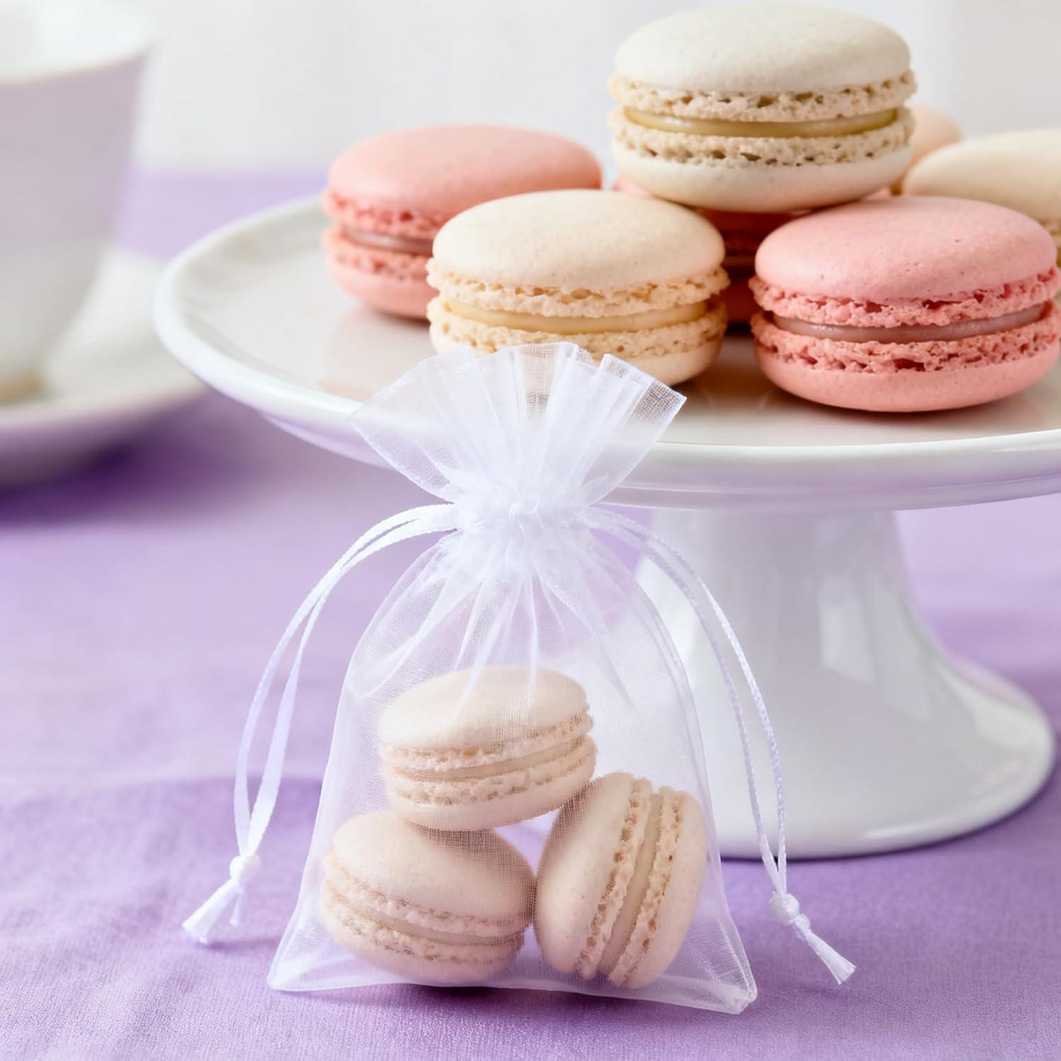 imagevaolmlop Lot De 100 Blanc Sachets En Organza7 X 9 CmPetits Sacs Cadeaux Avec Cordon De SerragePour BonbonsSachets De MariageBijoux