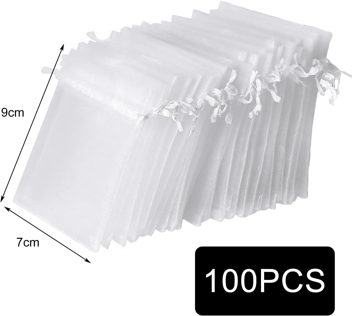imagevaolmlop Lot De 100 Blanc Sachets En Organza7 X 9 CmPetits Sacs Cadeaux Avec Cordon De SerragePour BonbonsSachets De MariageBijoux