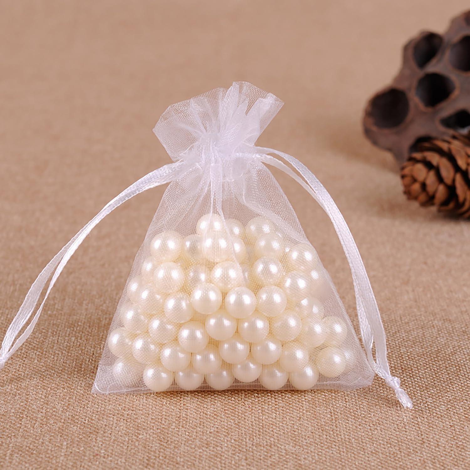 imagevaolmlop Lot De 100 Blanc Sachets En Organza7 X 9 CmPetits Sacs Cadeaux Avec Cordon De SerragePour BonbonsSachets De MariageBijoux