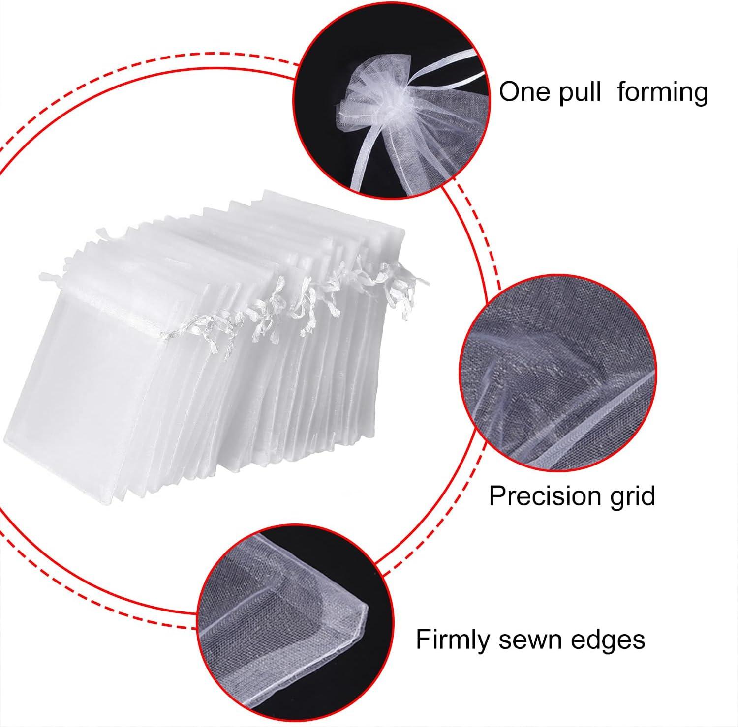 imagevaolmlop Lot De 100 Blanc Sachets En Organza7 X 9 CmPetits Sacs Cadeaux Avec Cordon De SerragePour BonbonsSachets De MariageBijoux