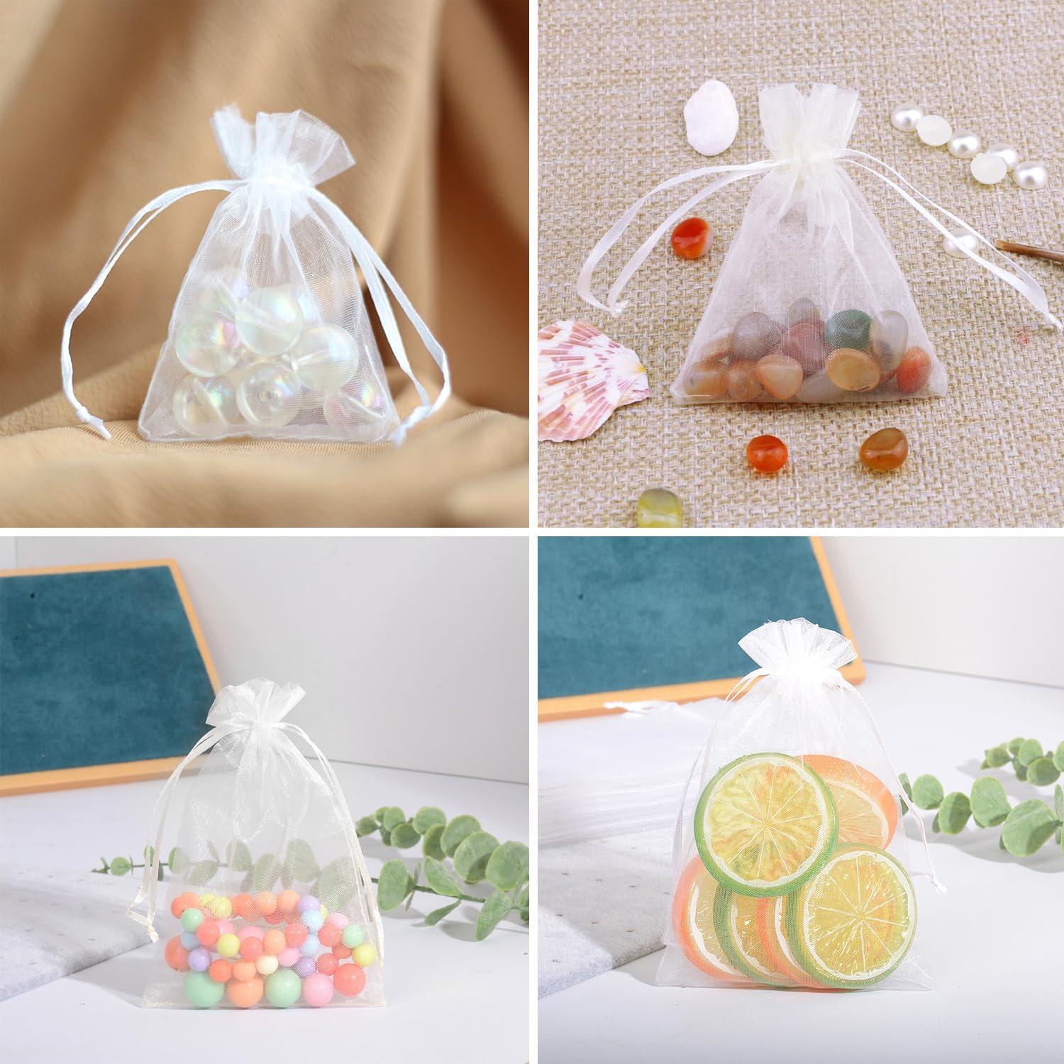 imagevaolmlop Lot De 100 Blanc Sachets En Organza7 X 9 CmPetits Sacs Cadeaux Avec Cordon De SerragePour BonbonsSachets De MariageBijoux