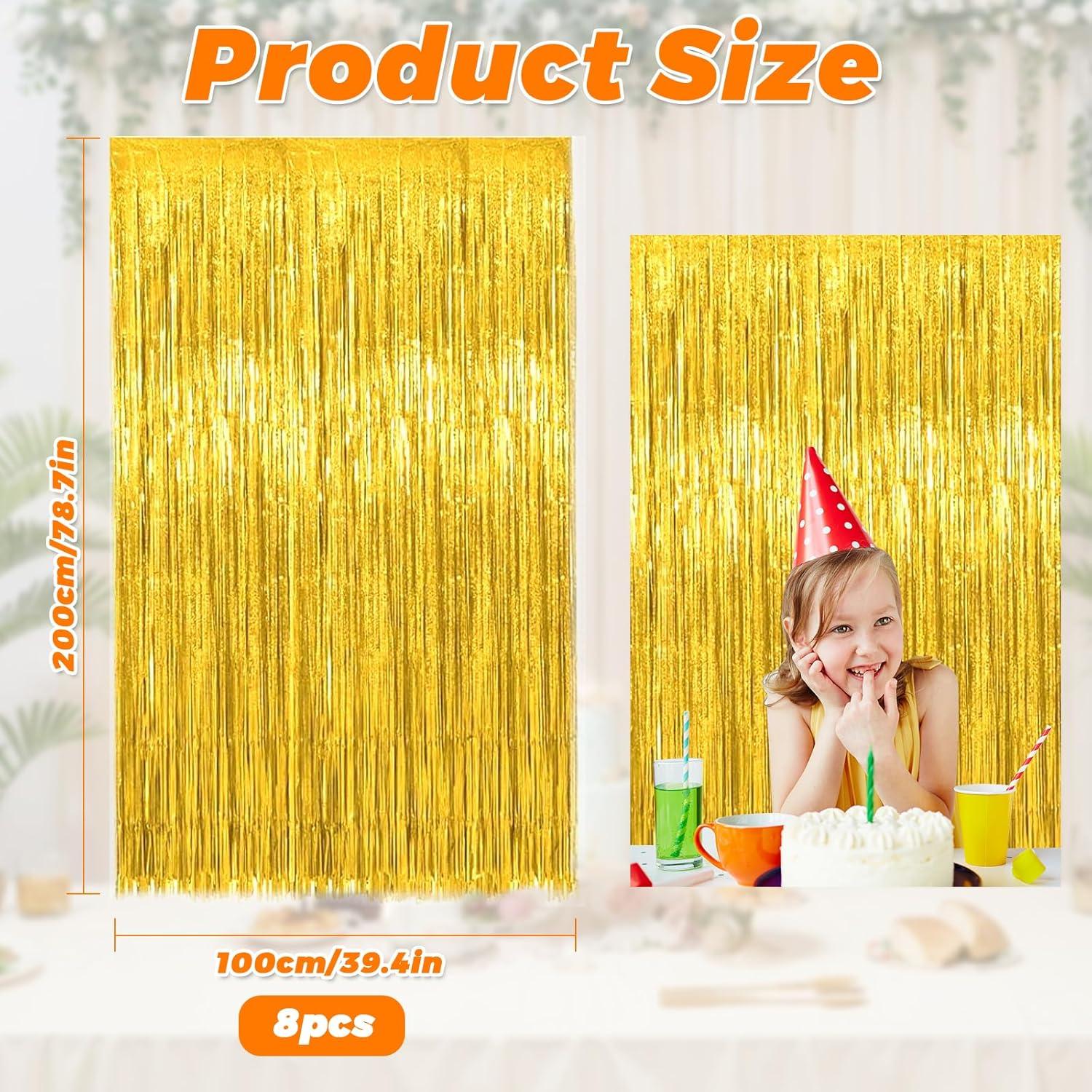 image8 Pices 1x2 m Rideau Anniversaire Decoration Anniversaire Rideau Dor Dco Anniversaire Rideau Frange Anniversaire pour Photographie La Fte Mariage Nol Halloween Party Dcoration