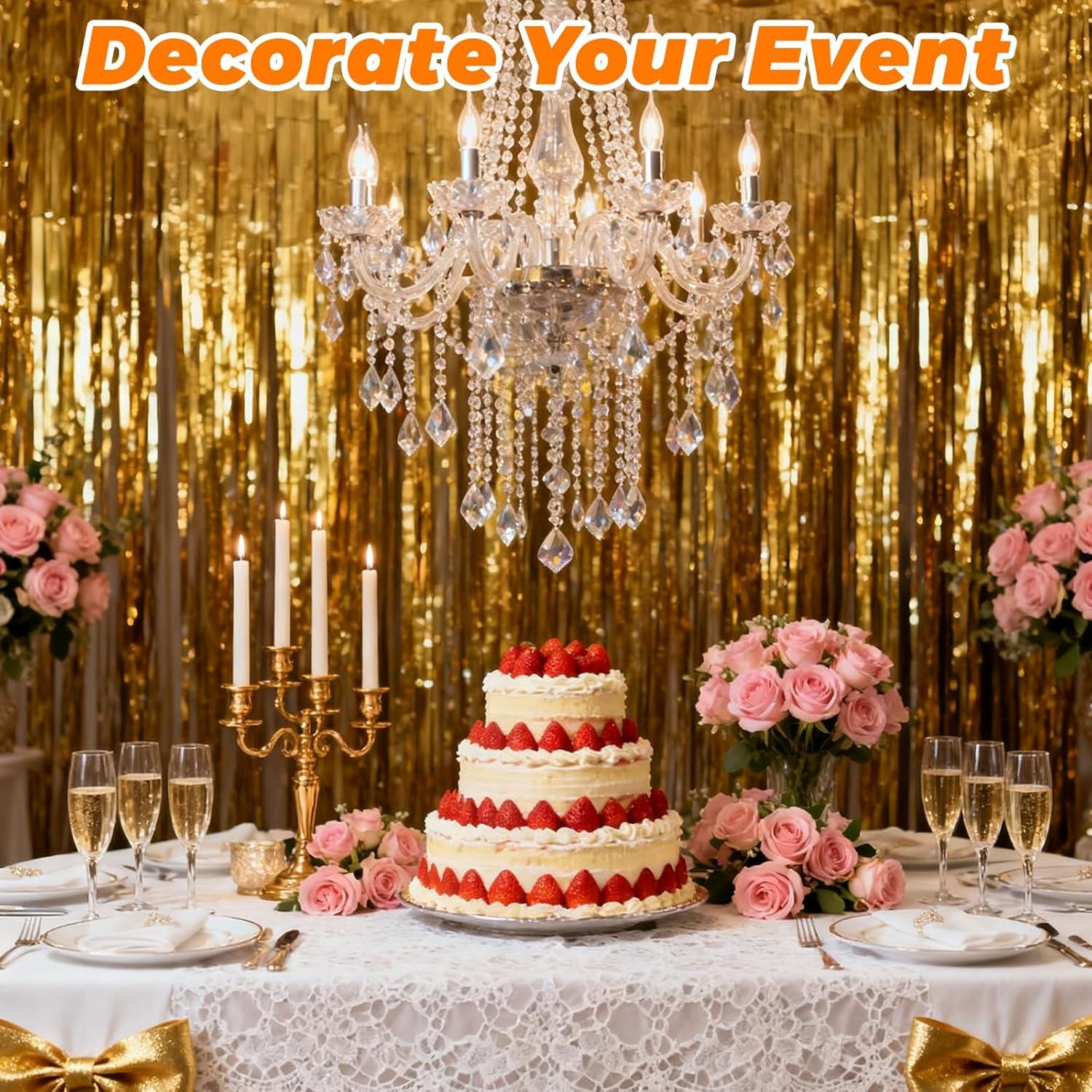 image8 Pices 1x2 m Rideau Anniversaire Decoration Anniversaire Rideau Dor Dco Anniversaire Rideau Frange Anniversaire pour Photographie La Fte Mariage Nol Halloween Party Dcoration