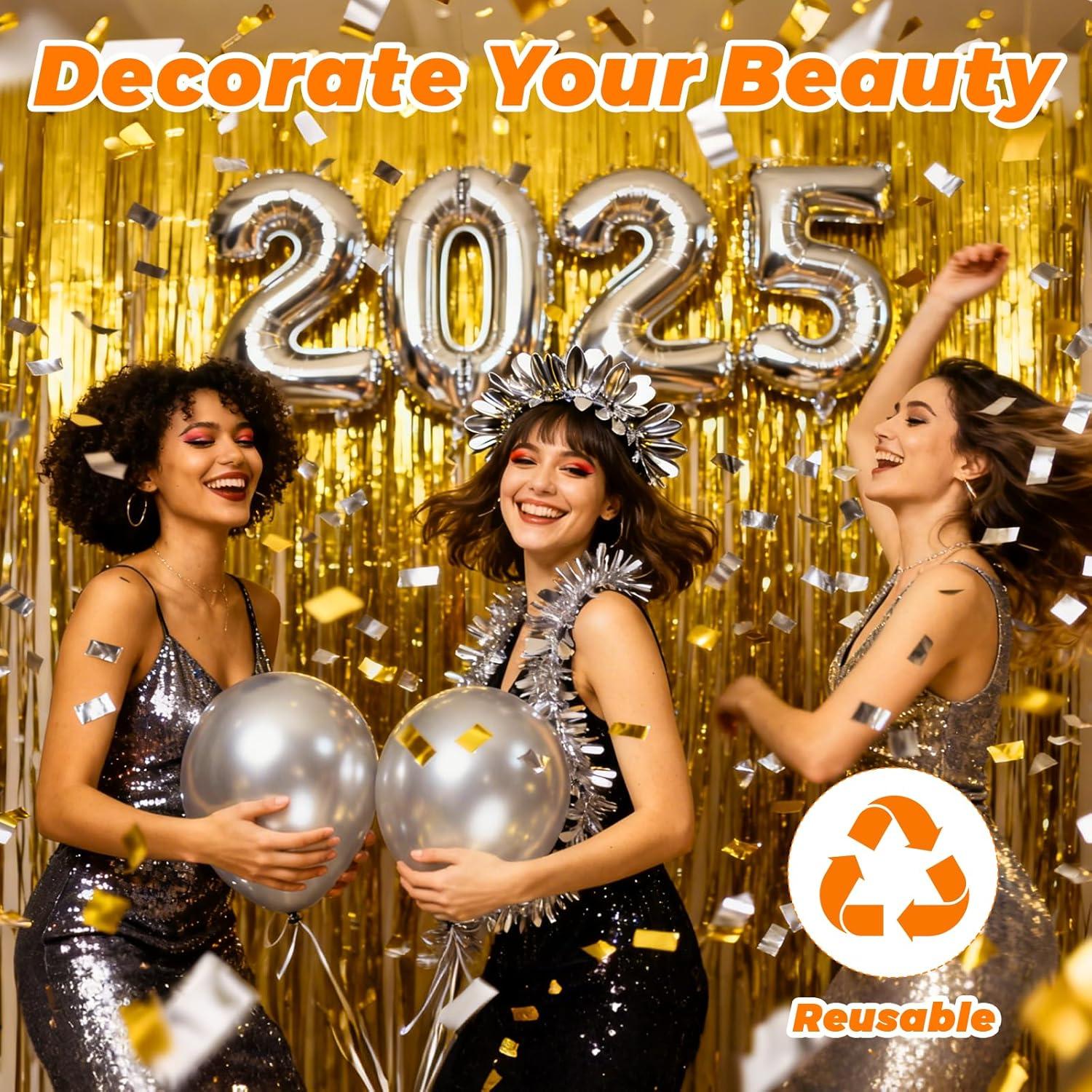 image8 Pices 1x2 m Rideau Anniversaire Decoration Anniversaire Rideau Dor Dco Anniversaire Rideau Frange Anniversaire pour Photographie La Fte Mariage Nol Halloween Party Dcoration