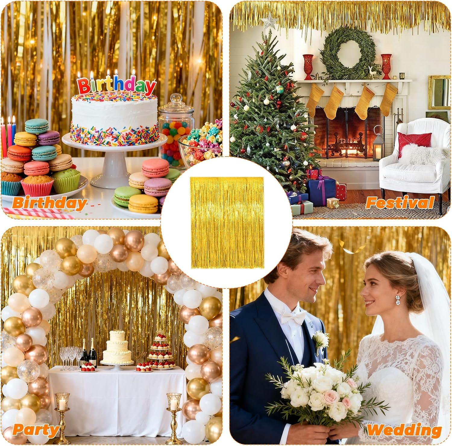 image8 Pices 1x2 m Rideau Anniversaire Decoration Anniversaire Rideau Dor Dco Anniversaire Rideau Frange Anniversaire pour Photographie La Fte Mariage Nol Halloween Party Dcoration