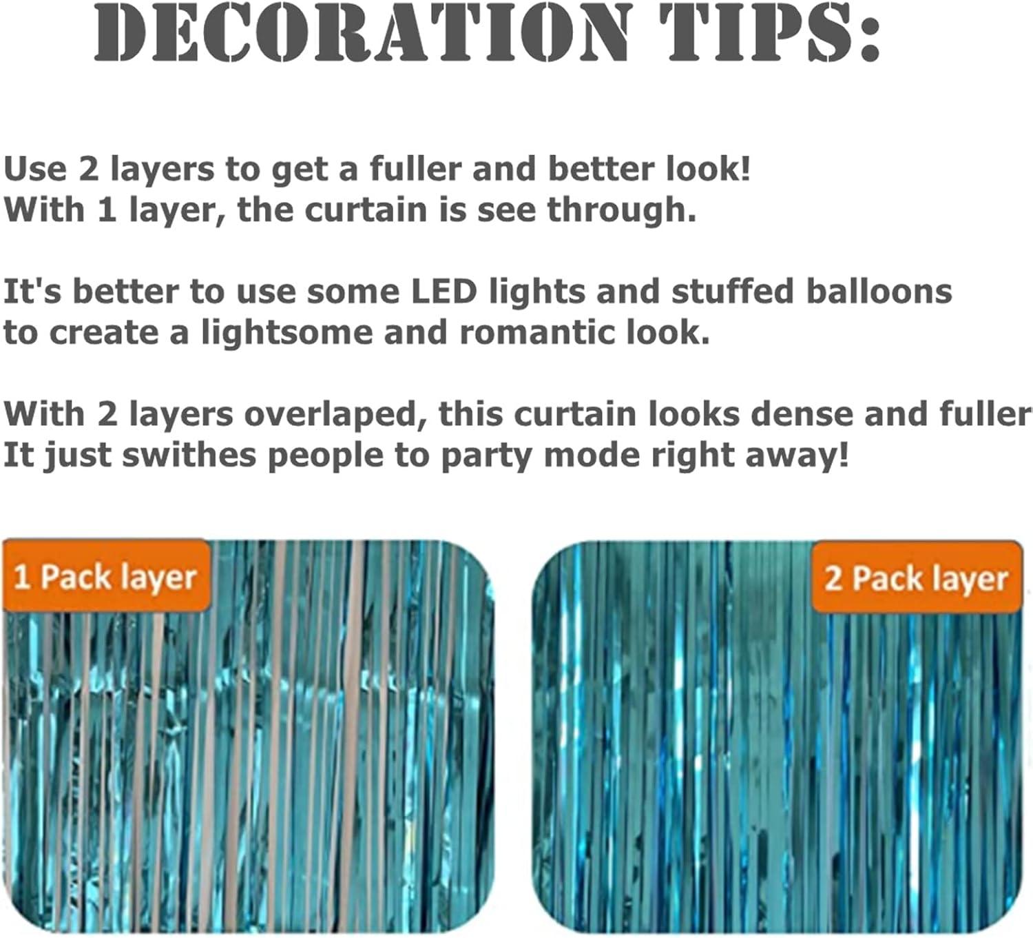 imageAisszhao 2 Rideau Mtallique Tinsel Or ChampagneRideaux Franges en Aluminium Champagne Porte Fentre DcorationToile de Fond pour Photos de Fte Champagne Or pour AnniversaireMariage dcorationBleu