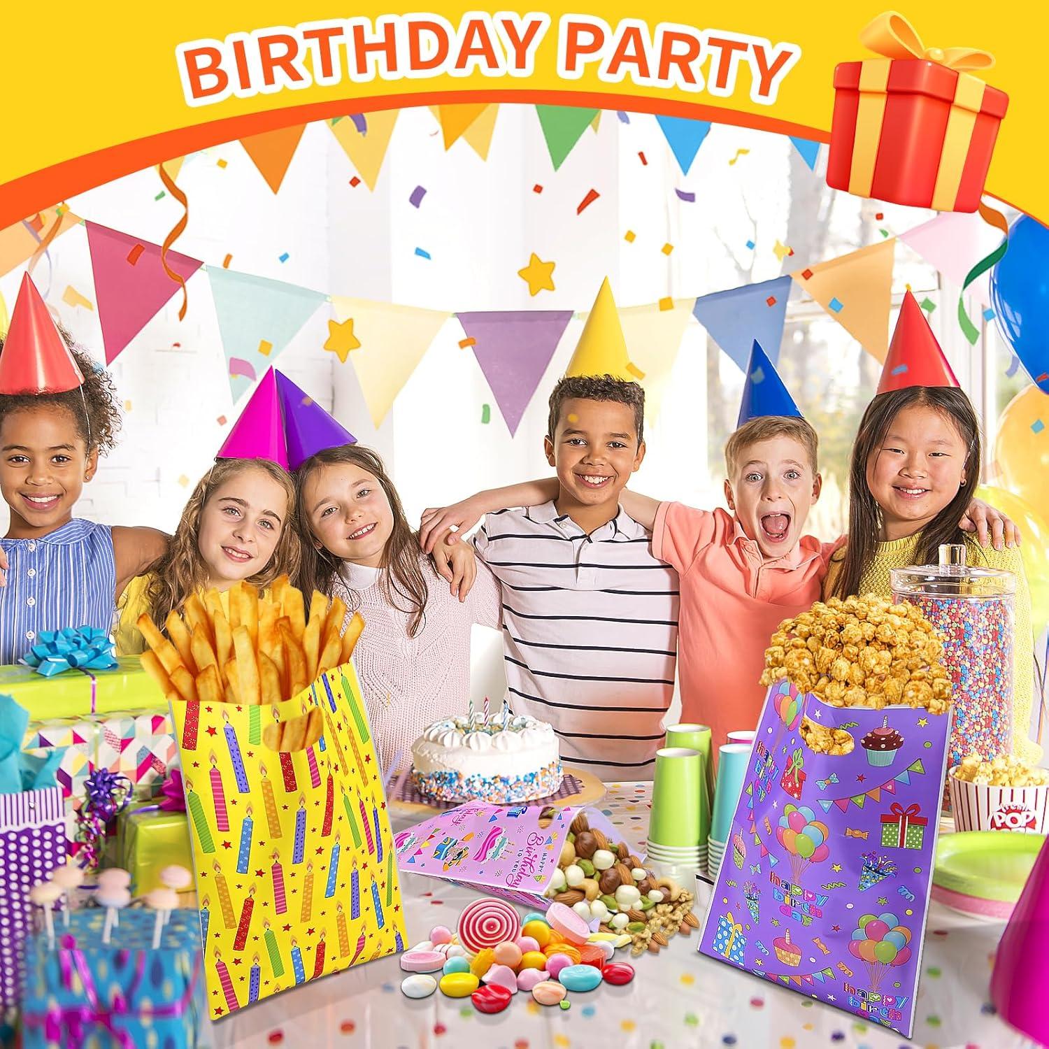 imageLot de 100 Sacs Cadeau Anniversaire Enfant Sachets Bonbon Anniversaire avec Poignes pour Garons et Filles Pochette Cadeau pour Fte Nol Mariage Baptme Faveur Goodie Bag 4 Couleurs4 Couleurs