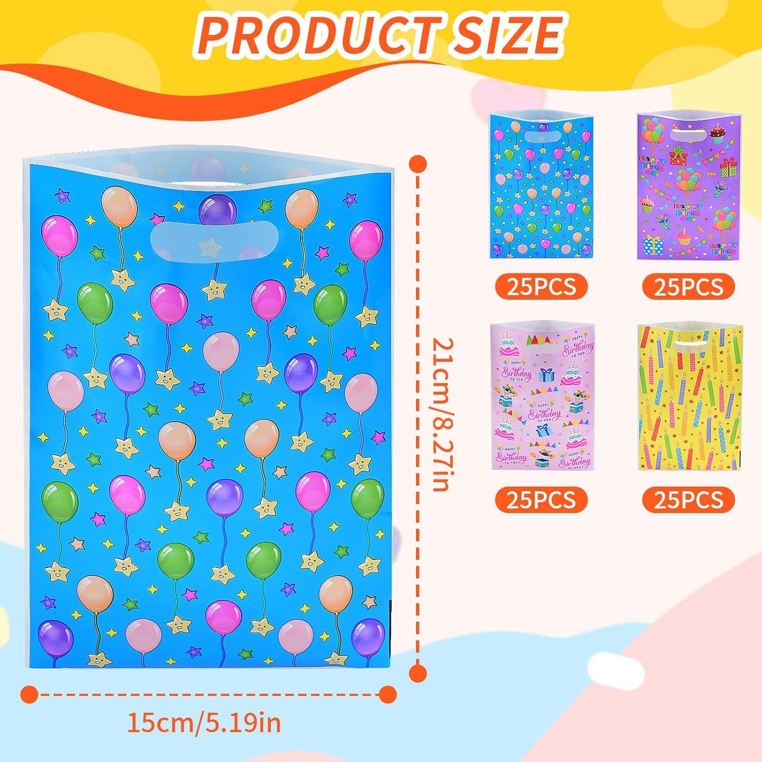 imageLot de 100 Sacs Cadeau Anniversaire Enfant Sachets Bonbon Anniversaire avec Poignes pour Garons et Filles Pochette Cadeau pour Fte Nol Mariage Baptme Faveur Goodie Bag 4 Couleurs4 Couleurs