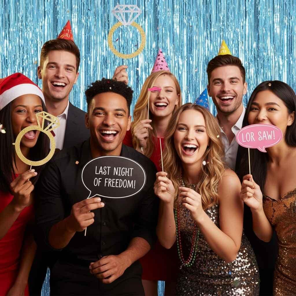 imageLot De 2 Rideaux Mtalliques Franges Tinsel Dcorations De Fte pour Anniversaire Mariage Baby Shower EVJF Nol Nouvel an 1 x 25 m NoirBleu Clair