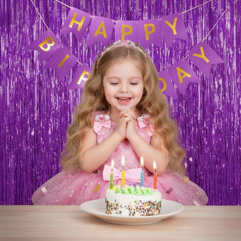 imageLot De 2 Rideaux Mtalliques Franges Tinsel Dcorations De Fte pour Anniversaire Mariage Baby Shower EVJF Nol Nouvel an 1 x 25 m NoirViolet