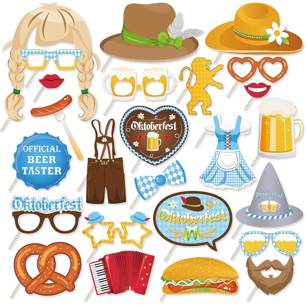 image24 Pices Accessoire Photobooth Accessoires de Photobooth de Fte pour Fianailles Photo Booth Anniversaire Accessoires Photo Drle pour Fte Carnaval Anniversaire Nol Mariage DorBlue