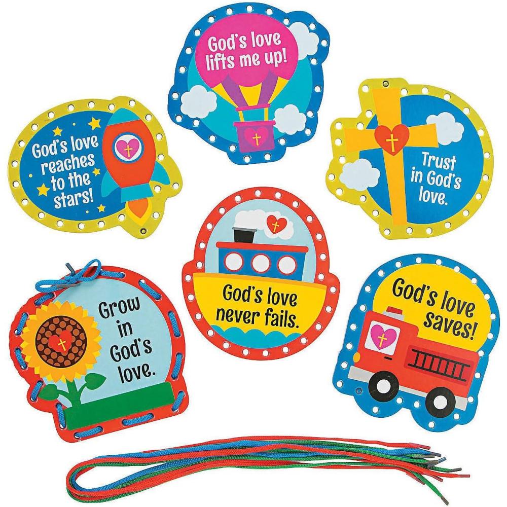 imageFun Express Gods Love Lacing Cards 24 pices Activits ducatives et dapprentissage pour enfants