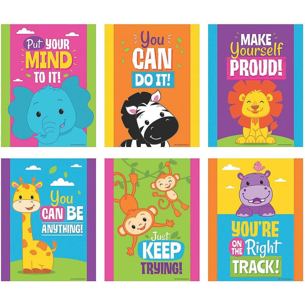 imageFun Express Lot de 6 affiches de motivation Jungle Activits ducatives et dapprentissage pour enfants