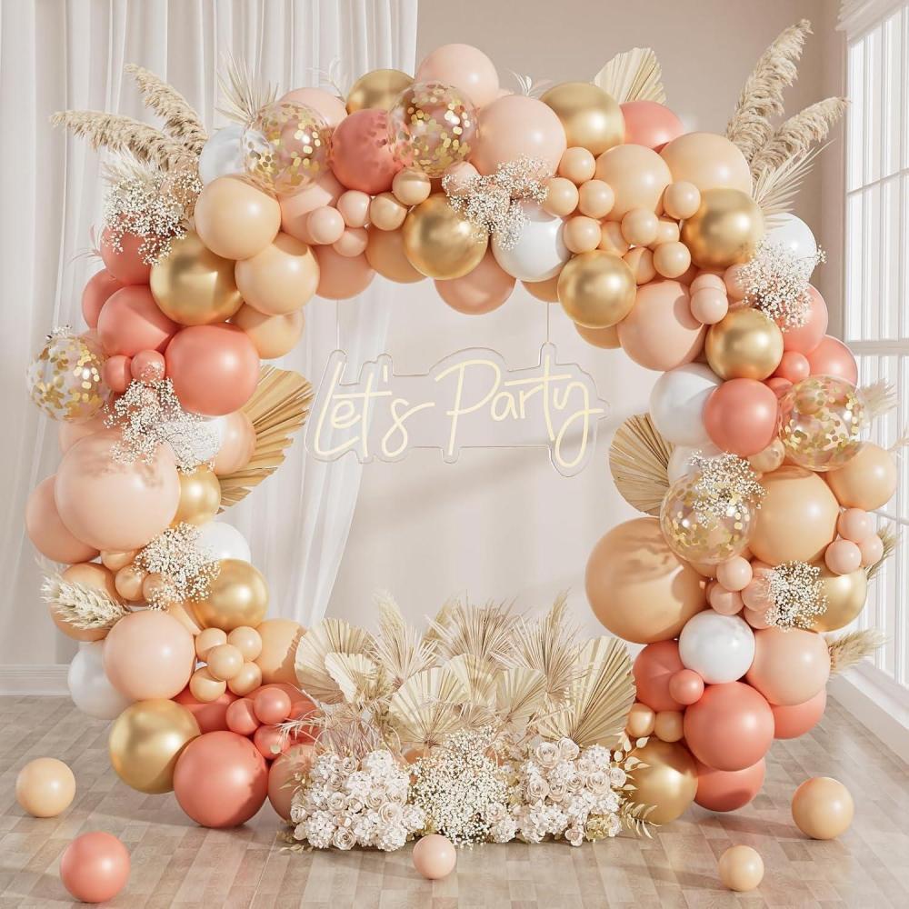 imageKit Arche Ballon Noir Or 115 Pices Noirs Dors Ballons Guirlande avec Ballons Confetti Dors Arche de Ballon pour Fte Prnatale Deco Anniversaire Baby Shower Mariage Diplm RamadanOrange en Or Rose