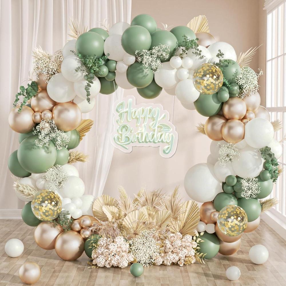imageKit Arche Ballon Noir Or 115 Pices Noirs Dors Ballons Guirlande avec Ballons Confetti Dors Arche de Ballon pour Fte Prnatale Deco Anniversaire Baby Shower Mariage Diplm RamadanOr Vert Blanc