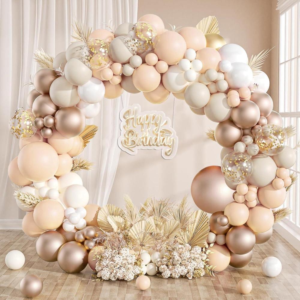 imageKit Arche Ballon Noir Or 115 Pices Noirs Dors Ballons Guirlande avec Ballons Confetti Dors Arche de Ballon pour Fte Prnatale Deco Anniversaire Baby Shower Mariage Diplm RamadanBeige Or Champagne