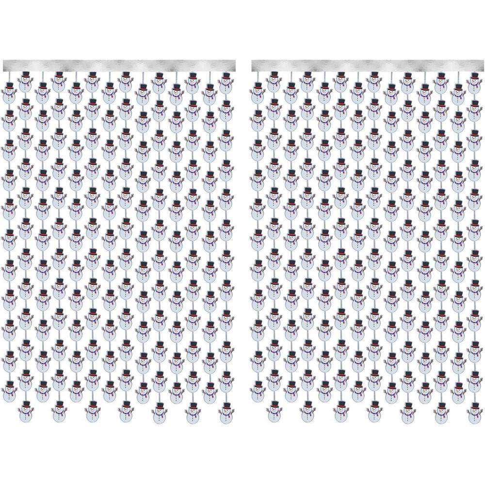 imageLot De 2 Rideaux Mtalliques Franges Tinsel Dcorations De Fte pour Anniversaire Mariage Baby Shower EVJF Nol Nouvel an 1 x 25 m NoirBonhomme de Neige