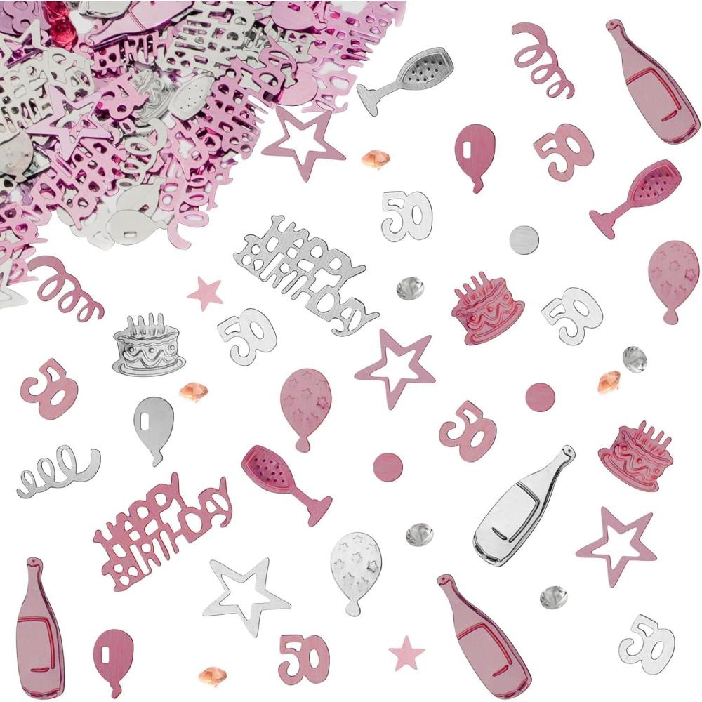 imageOSDUE Confettis Deco Confetti Anniversaire Decoration Fete 30g Or Rose Argent Confettis Joyeux Anniversaire Nombre toile De Table Deco pour Anniversaires Carnaval Fte Dcorations De TableAor Rose Argent50 Ans