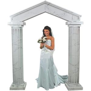Fun Express Kit d&rsquo;arche en Carton cannelé Aspect marbre – Grande décoration de fête – Mariage, Bal, Danses Formelles – 2 colonnes de 1,8 m avec Arche incluses(Aspect Marbre Blanc)