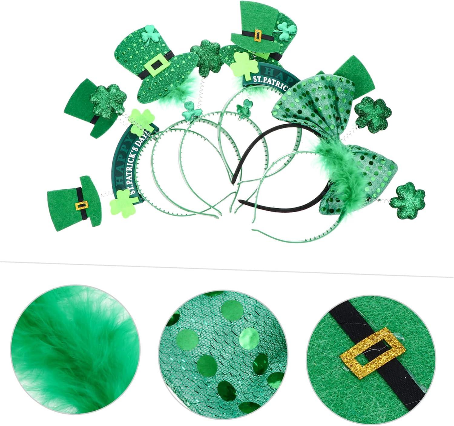 image6 Pices bandeau de carnaval trefle saint patrick day fiesta feist dcoration Vert trfle kilt accessoire de cheveux patrick cerceau de cheveux st patrick Tissu polyester Green