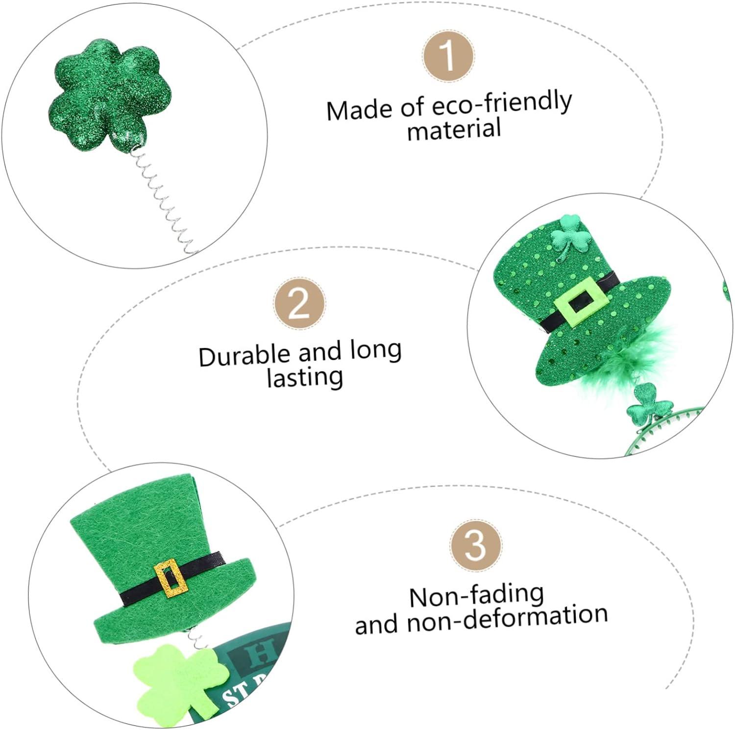 image6 Pices bandeau de carnaval trefle saint patrick day fiesta feist dcoration Vert trfle kilt accessoire de cheveux patrick cerceau de cheveux st patrick Tissu polyester Green