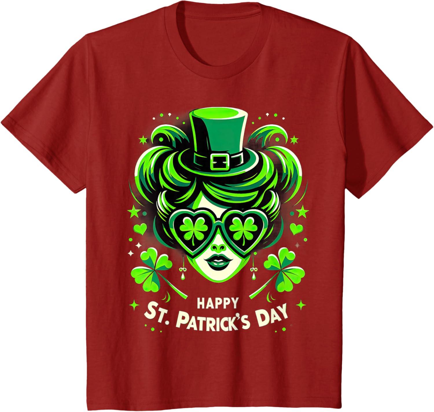 imageChignon Happy St Patrick pour filles enfants adolescents TShirtCanneberge