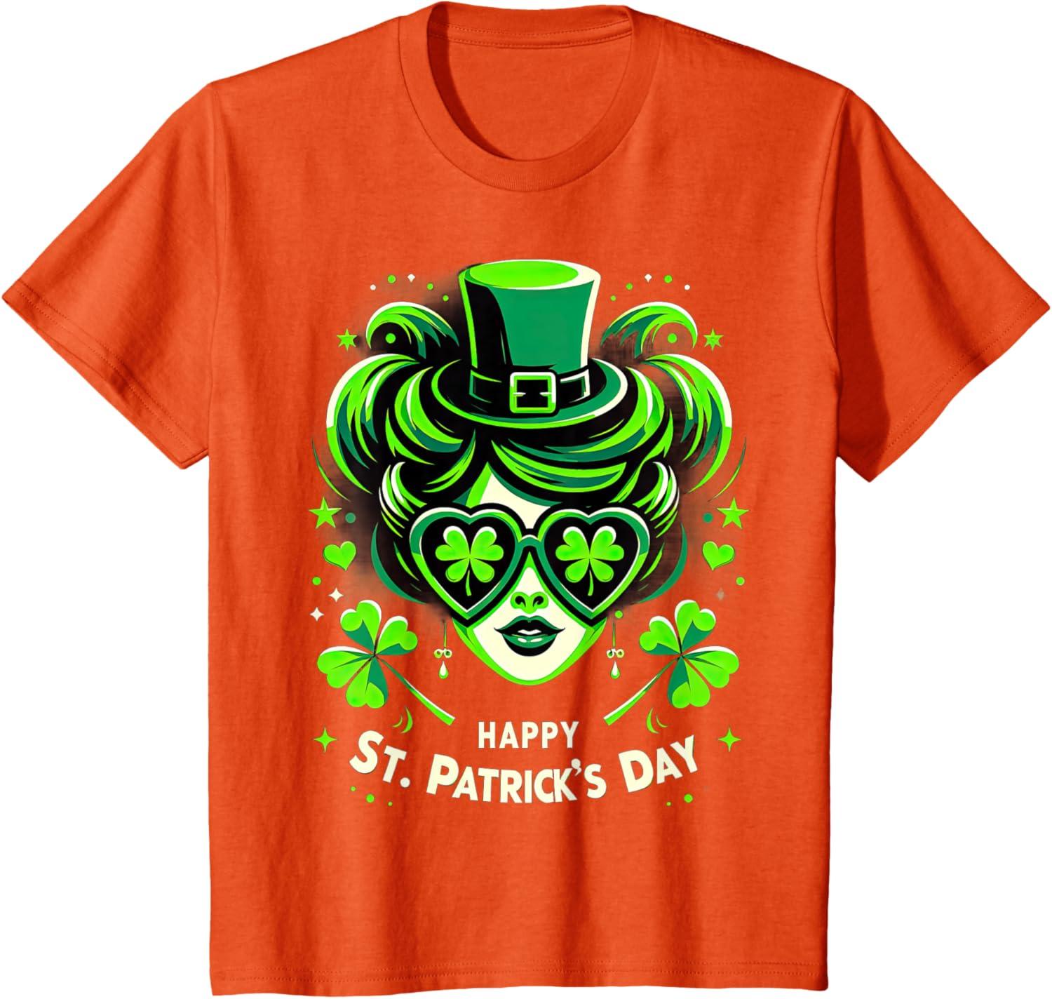 imageChignon Happy St Patrick pour filles enfants adolescents TShirtOrange