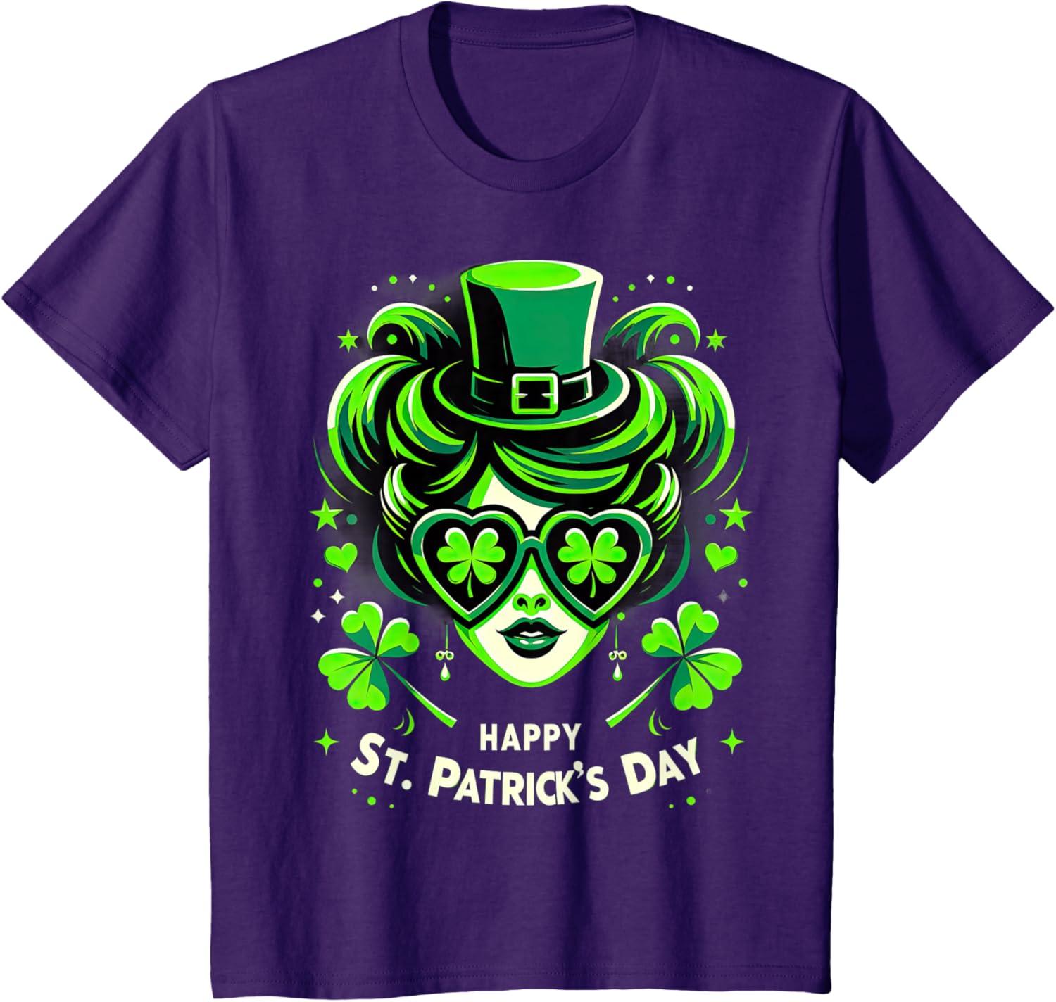 imageChignon Happy St Patrick pour filles enfants adolescents TShirtViolet